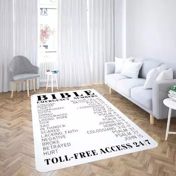 Забавный библейский стих с номером экстренной помощи, ковер с принтом, вдохновляющий религиозный подарок для дома, гостиной, спальни, коврик для моющегося пола 40X60cm-16x24in