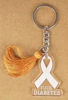 Забавный брелок Inkdotpot, брелок с акриловой гравировкой Fcuk Diabetes, забавная саркастическая новинка для взрослых 4 Inches белый
