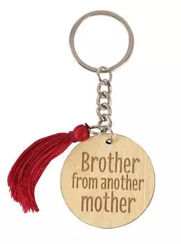 Забавный брелок Inkdotpot Brother From Another Mother Wood Engraved Keychain 4.1 Inches коричневый