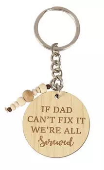 Забавный брелок Inkdotpot Если папа не может это исправить, мы все облажались с гравировкой на дереве 3.9 Inches коричневый