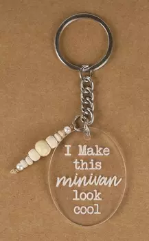 Забавный брелок Inkdotpot I Make This Minivan Look Cool Акриловый брелок с гравировкой для мамы 4 Inches белый
