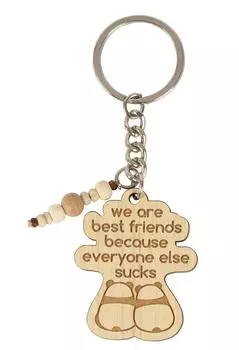 Забавный брелок Inkdotpot, мы лучшие друзья, потому что все остальные Scks, брелок с гравировкой на дереве, забавный взрослый Bff Humor 4.3 Inches коричневый