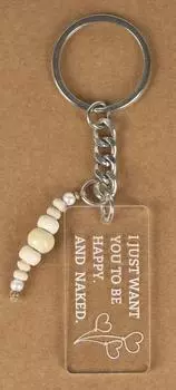 Забавный брелок Inkdotpot, я просто люблю быть счастливым, брелок с акриловой гравировкой, юбилейная новинка 4.2 Inches белый