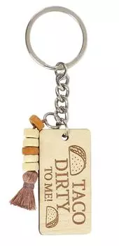 Забавный брелок Inkdotpot Taco Dirty To Me, деревянный брелок с гравировкой, забавный взрослый, забавная новинка 4.2 Inches коричневый