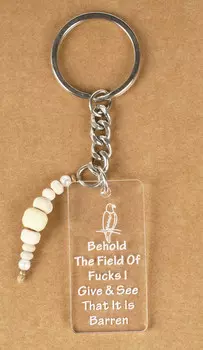 Забавный брелок Inkdotpot, вот поле Fcuks, которое я даю и вижу, что оно бесплодно, акриловый брелок с гравировкой, забавная саркастическая новинка для взрослых 4 Inches белый