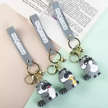 Забавный брелок из цинкового сплава Kawaii с животными, мультяшный брелок с енотом, корейский детский кулон, декор для рюкзака