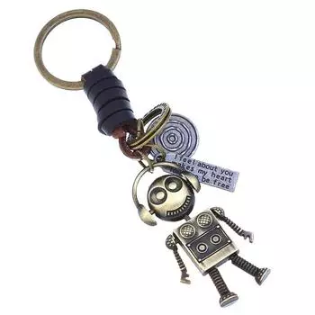 Забавный брелок-робот, металлический крутой брелок с винтовым корпусом для мужчин, парная сумка, подвеска, держатель для ключей в машину, креативный детский подарок своими руками