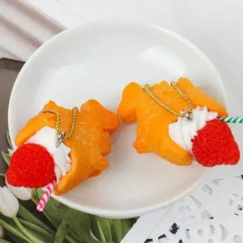 Забавный брелок в виде рыбного печенья, брелок в виде фруктов, мороженого, игрушки для еды, рюкзака, декора