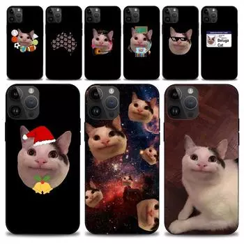 Забавный чехол для телефона с изображением кота-белухи iphone15 14 13 12 11 Pro Max Mini X 7 8, мягкий чехол iPhone14