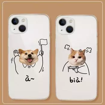 Забавный чехол для телефона с изображением собаки и кошки для iPhone 13 11 Pro XS Max XR X 8 7 14 Plus SE 12 13Mini Lovers, парная задняя крышка, сумка For iPhone 6 6S остановить