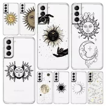 Забавный чехол для телефона с изображением солнца и луны, ангельскими глазками для Samsung Galaxy S23 S22 Ultra S20 S21 FE 5G S10 S10E S9 S8 Plus 4G, мягкая прозрачная задняя крышка Samsung S22 5G