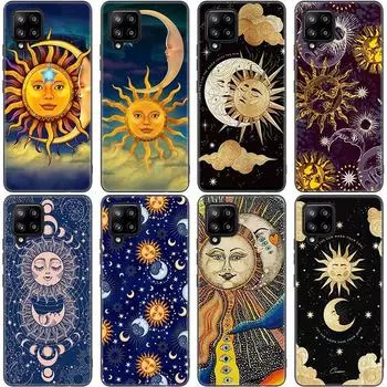 Забавный чехол для телефона с изображением Солнца и Луны для Samsung Galaxy A12 A02S A22 A32 A52 A72 A71 A51 A41 A31 A21 A11 A50 A70 A10S A20S, черный чехол Samsung A02