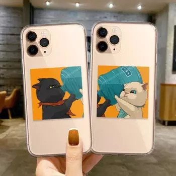 Забавный чехол для телефона с милым котом для Iphone 11 12 13 14 Pro Max Mini Xs Max X Xr Iphone Se 2020 7 8 Plus Прозрачный чехол Капа For iPhone XS Max
