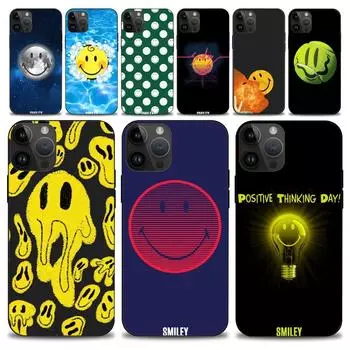 Забавный чехол для телефона S-Smiley Face iPhone15 14 13 12 11 Pro Max Mini X 7 8 Мягкий чехол iPhone14