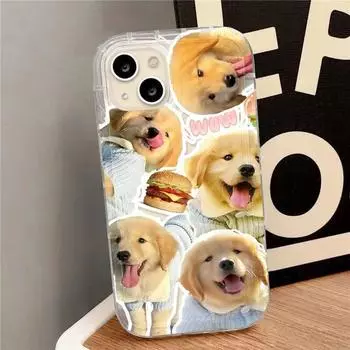 Забавный чехол для телефона с собакой из мультфильма для iPhone 11, чехол для iPhone 14 15 Pro 12 13 Pro Max XS XR X 7 8 Plus SE, прозрачная подушка безопасности, милый чехол For iPhone 15