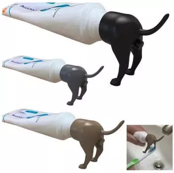 Забавный чехол для зубной пасты в виде какающей собаки, креативная крышка для дозатора зубной пасты чёрный