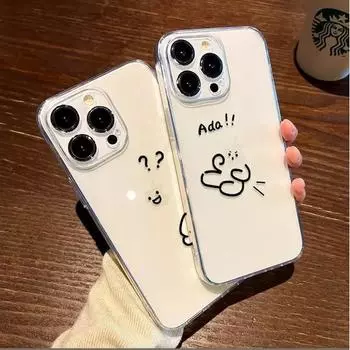 Забавный чехол Mattick для мужчин и влюбленных, парный чехол для iPhone 16, 14, 11, 12, 13, 15, Pro Max Plus, 13Mini SE XR, прозрачные парные чехлы For iPhone SE2 SE3 остановить