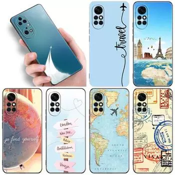 Забавный чехол с картой для путешествий для Huawei NOVA 8 9 Pro 8i 7i 7SE Y60 5T Mate 40 30 20 10 Lite Honor 50 30 Premium Pro Plus 30S мягкий чехол Huawei NOVA 5T