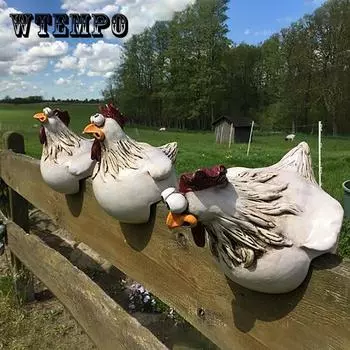Забавный декор для куриного забора, статуи, сад из смолы, фермерский двор, курица, скульптура, художественное ремесло, двор, новоселье, украшение для дома A