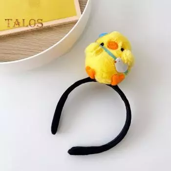 Забавный декор в виде желтой утки, повязка на голову, плюшевая кукла, декор, обруч для волос для девочек, эластичный головной убор с героями мультфильмов, аксессуар для волос A