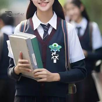 Забавный держатель для бейджа с катушкой, легко вытягиваемая пряжка, дизайн в виде инопланетной коровы, вращающийся на 360 градусов, выдвижной зажим для удостоверения личности, поднимающий настроение фиолетовый