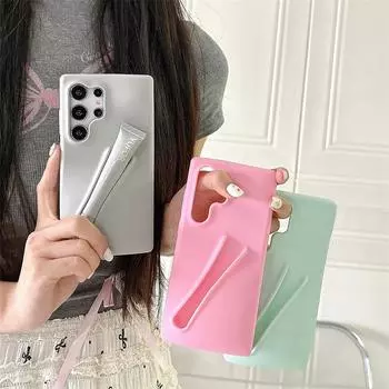Забавный держатель для блеска для губ силиконовый защитный чехол для телефона Samsung Galaxy S23 Plus S24 S24 Ultra A14 A54 A15 4G/5G Samsung S23 зелёный