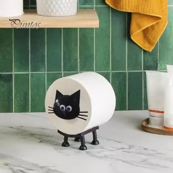 Забавный держатель для бумаги, отдельно стоящий держатель для туалетной бумаги, напечатанный на 3D-принтере, держатель для салфеток в виде черного кота, украшение для ванной комнаты A