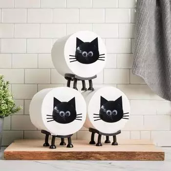 Забавный держатель для бумаги, отдельно стоящий держатель для туалетной бумаги, напечатанный на 3D-принтере, держатель для салфеток в виде черного кота, украшение для ванной комнаты