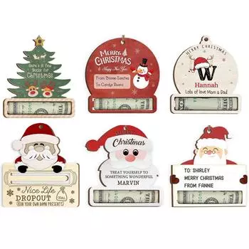 Забавный держатель для денег, подвесной кулон с ремешком, аксессуары для рождественских подарков, легко повесить Ca C1V5 Santa Claus 2-1pcs