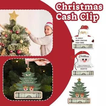 Забавный держатель для денег, подвесной кулон с креплением на шнурке, подвесное денежное дерево, легкое в использовании F7W1 Santa Claus 2-1pcs