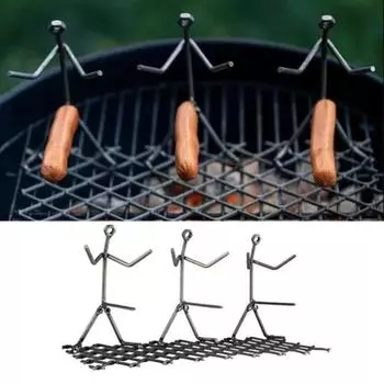 Забавный держатель для колбасы, портативный гриль для хот-догов, железная стойка для барбекю, универсальная подставка для жаровни, подставка для гриля, инструменты для барбекю, кухонная стойка для барбекю серебряный