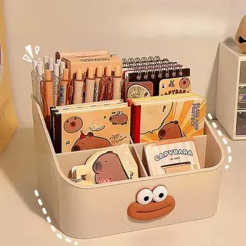Забавный держатель для ручек для студентов и детей, большая вместимость настольного ящика для хранения, офисные принадлежности для девочек, органайзер для беспорядка, полка