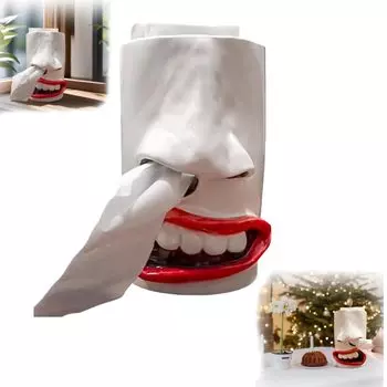 Забавный держатель для салфеток для лица ручной работы с 3D-дизайном носа и рта, уникальный диспенсер для салфеток для спальни и ванной комнаты, забавный подарок-прикол белый