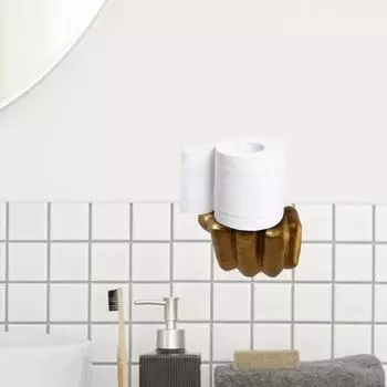 Забавный держатель для туалетной бумаги в виде среднего пальца, простая установка, диспенсер для рулонов туалетной бумаги, украшение для ванной комнаты золотистый
