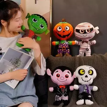 Забавный Хэллоуин Череп Монстры Игрушка Мультфильм Тыква Человек Фаршированный Зомби Ужас Плюшевые Куклы Хэллоуин Украшения Реквизит чёрный/белый
