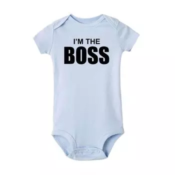 Забавный хлопковый комбинезон с принтом «Я босс» для новорожденных, милый комбинезон для малышей, боди 3M белый