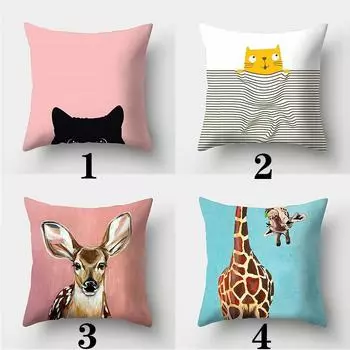 Забавный и милый квадратный чехол с рисунком животных для дома, спальни, гостиной, украшения дивана, наволочка 40X40CM