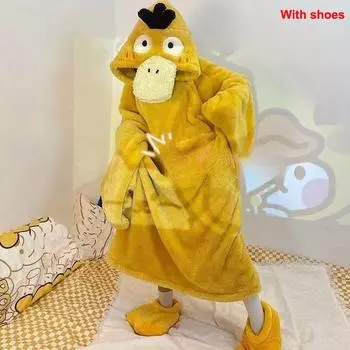 Забавный Элизабет Дак Животное Косплей Халат Домашняя одежда Кигуруми Пижама Мужская Женская Пижама Мягкий Пуловер Спальный Мешок Теплый Длинный Рукав Комплект Одежды Для Взрослых s