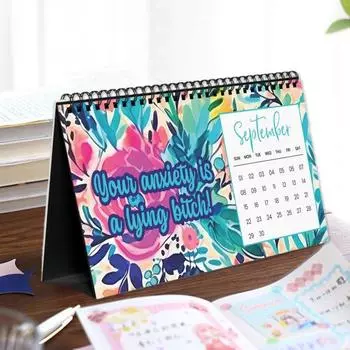 Забавный календарь психического здоровья на 2024 год, плотная прочная бумага, уникальный дизайн, календарь психического здоровья, ежемесячный