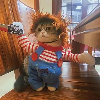 Забавный карнавальный костюм кошки для маленьких и средних собак, кошек, вечеринок на Хэллоуин, новинка, наряд для щенков и котят, одежда для чихуахуа, наряды для домашних животных S