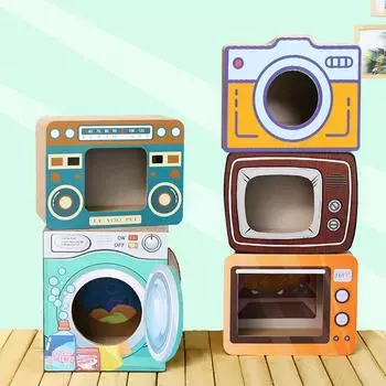 Забавный кошачий домик, большая когтеточка для кошек, винтажное ТВ-радио, кошачья когтеточка, кровать, игрушка для кошек, когтеточка, домашняя игрушка для кошек