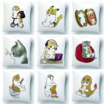 Забавный кот Декоративная наволочка Офис Гостиная Автомобиль Украшения Дома Наволочка 40x40cm