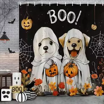 Забавный кот Хэллоуин занавеска для душа тыква паук забавное животное праздничный подарок полиэстер занавески для душа ванная комната декор с крючками 90x180cm