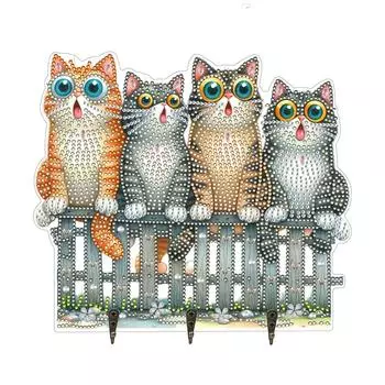Забавный котенок, крючок для одежды со стразами, самодельная алмазная живопись, крючки для художественных работ, 3 крючка, крючок для алмазной живописи, направляющая для настенного шкафа CN106