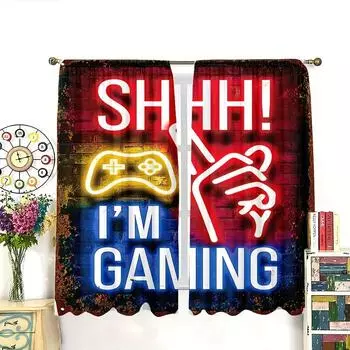 Забавный крутой геймпад геймер игровой контроллер мальчик оконные шторы жалюзи для гостиной детской спальни домашний декор дверь 2 шт офис W55 X H120cm X 2&HOOK