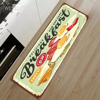 Забавный кухонный коврик с принтом меню еды, нескользящий моющийся ковер из пены с эффектом памяти, небольшой коврик для гостиной 40x60cm
