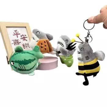 Забавный кулон в виде акулы, семьи, акулы, пчелы, креативная акула, вилка, брелок с резьбой в виде акулы, плюшевая кукла, подвеска на рюкзак