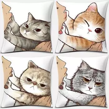 Забавный милый чехол для подушки с изображением кота, подушка для домашнего животного, диван, короткая наволочка, офисный декор для гостиной, домашний декор, Funda de almohada 40x40cm