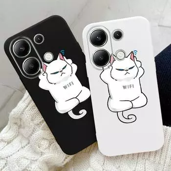Забавный милый кот Мягкий силиконовый чехол для Xiaomi Redmi Note 13 Pro 14C Samsung A55 S24 FE S25 A06 M35 iPhone 15 Huawei Honor Realme Противоударный чехол для телефона Samsung Galaxy S9 Plus чёрный