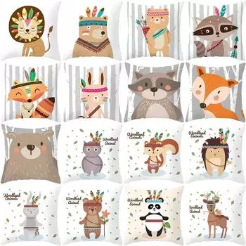Забавный милый наволочка с принтом животных для автомобиля, украшения для офиса, гостиной, дома 40x40cm